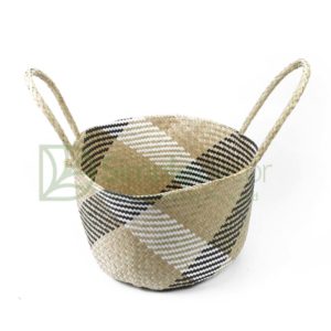 Black Yelloew Cross Seagrass Storage Basket Wholesale