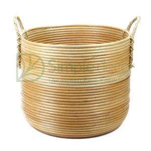 Caramel Rattan Storage Basket With Rope Straps Wholesale