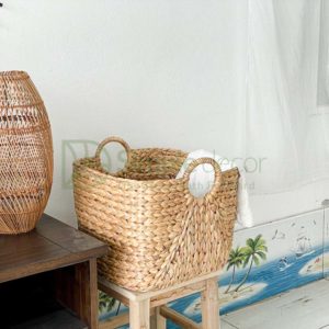 Layer Water Hyacinth Storage Basket With Round Strap Wholesale