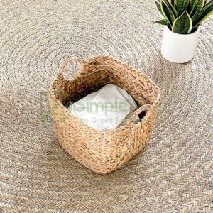 Layer Water Hyacinth Storage Basket With Round Strap Wholesale