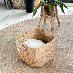 Layer Water Hyacinth Storage Basket With Round Strap Wholesale