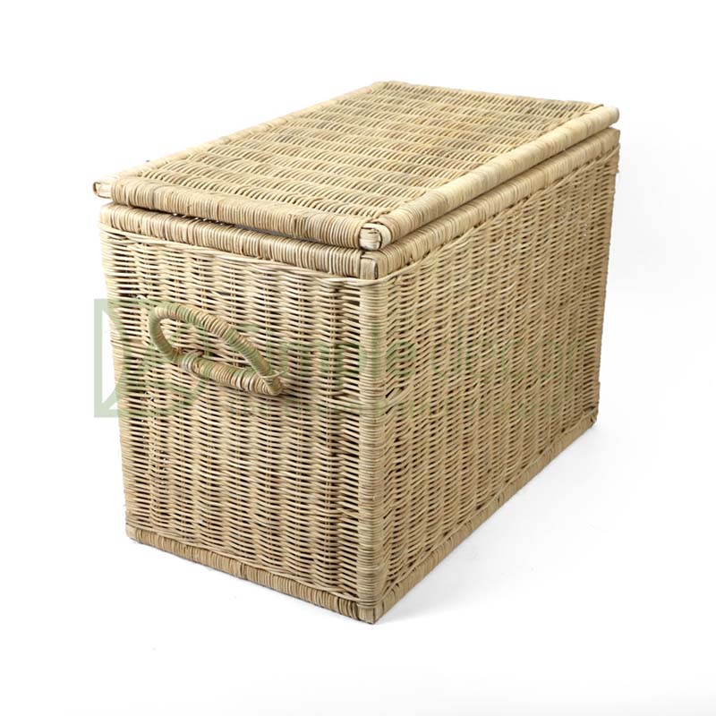 Rectangle Rattan Storage Basket With Lid Wholesale - Image 3