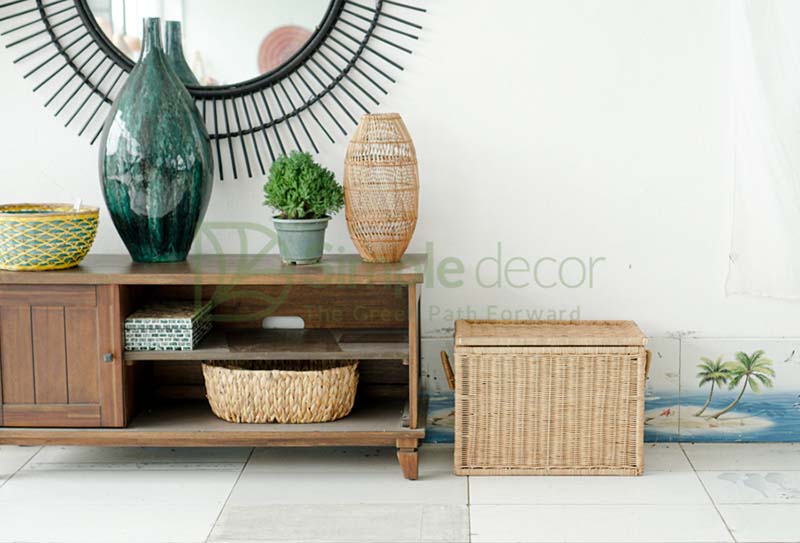 Rectangle Rattan Storage Basket With Lid Wholesale - Image 5