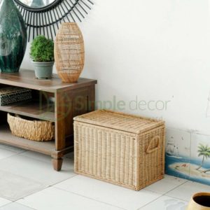 Rectangle Rattan Storage Basket With Lid Wholesale - Image 6