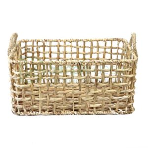 Water Hyacinth Rectangle Thin Woven Storage Basket Wholesale