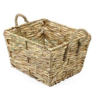 Water Hyacinth Square Storage Basket With Rope Straps Wholesale