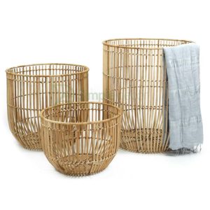 Brown Rattan Storage Basket Three Size Wholesale