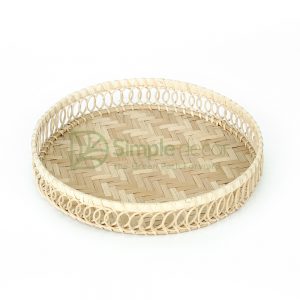 Round Rattan Serving Tray Set