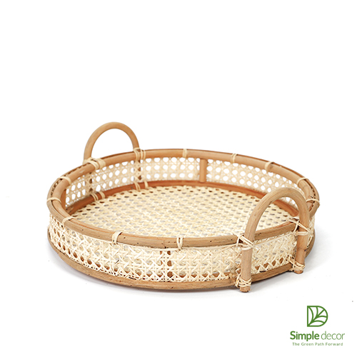 Wicker tray discount with handles