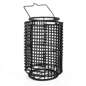 Black metal frame rattan lantern with handle wholesale