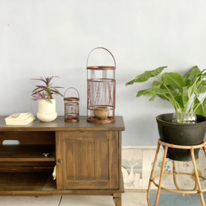 Dark Brown Natural Rattan Lantern For Wax Candle Wholesale