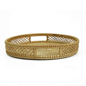 Swirl Round Rattan Serving Tray