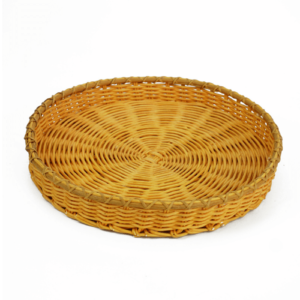 Yellow Round Rattan Serving Tray Wholesale