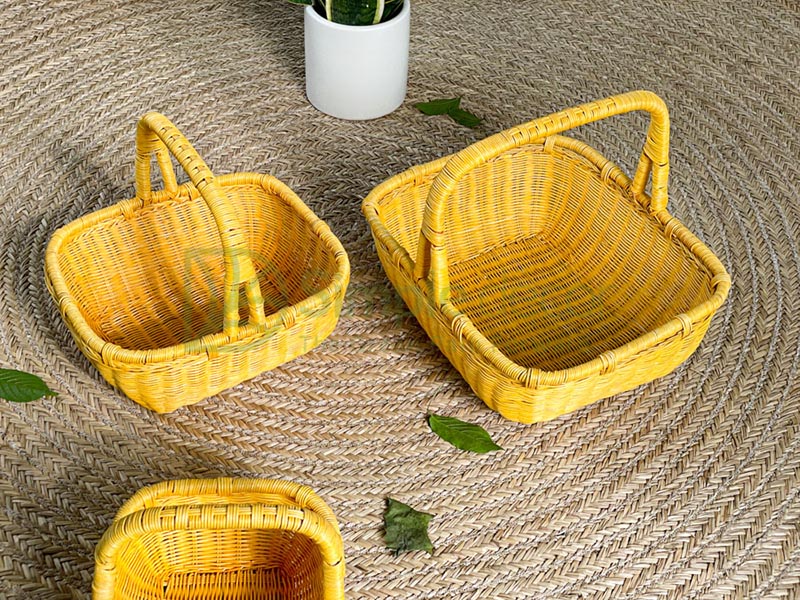 Yellow rattan Wicker Picnic Basket Bulk