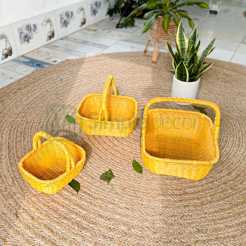 Yellow rattan Wicker Picnic Basket Bulk