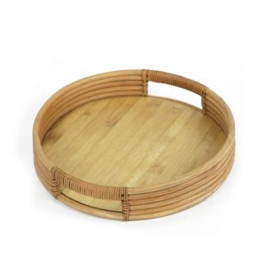 Rattan Wooden Round Serving Tray Supplier in Vietnam