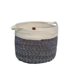 Blue Vintage Cotton Storage Basket Made In Vietnam