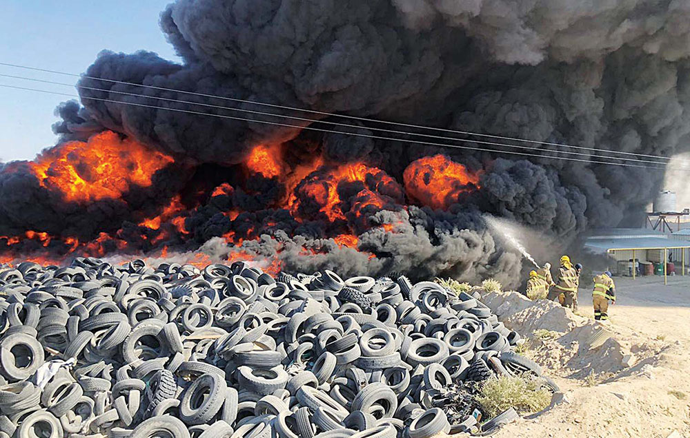 Burning Tires Polluting the Air