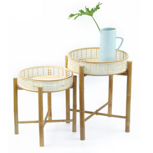 Natural bamboo plant stand