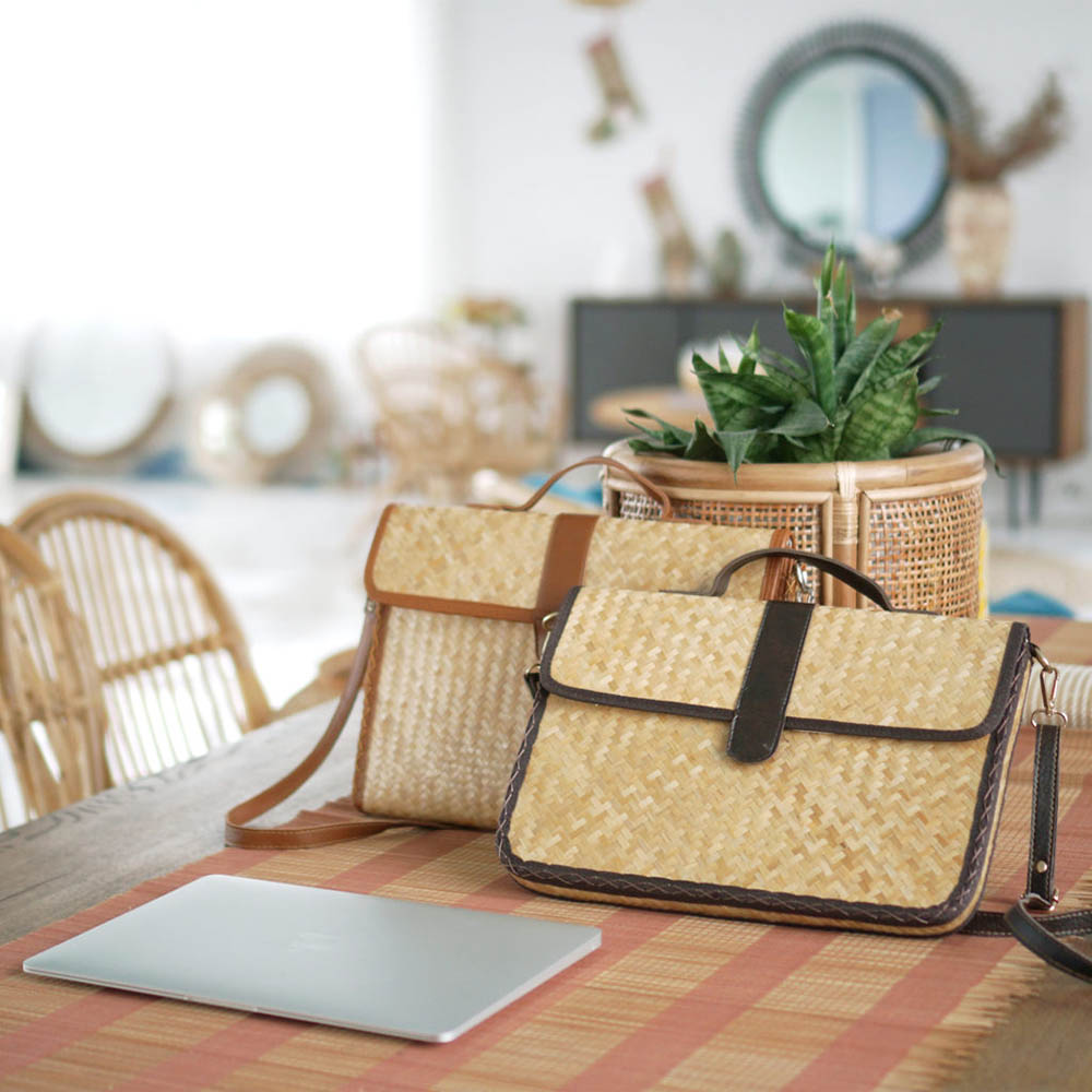 wholesale Fashion-Wicker-Handmade-Bag-With-Leather-Handle