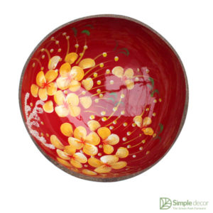Flower Painted lacuqered Coconut Bowl Wholesale