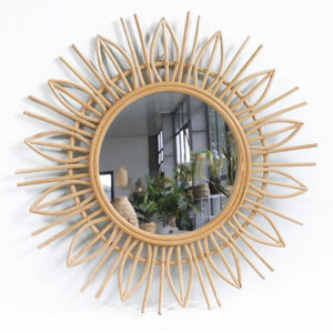 Sun Flower Shapes Round Rattan Mirror Wholesale