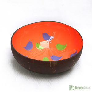 Bird Hand Painted Lacquered Coconut Bowl Wholesale