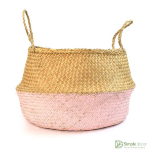Pink Dipped Seagrass Belly Basket Customized Wholesale
