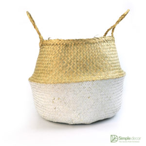 White Dipped Customized Seagrass Belly Basket Wholesale