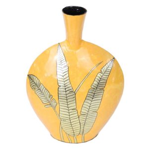 Tropical Leaf Pattern Lacquered Vase For Home Decor Wholesale