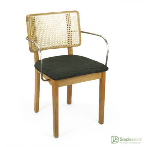 Brown Wooden Chair With Fox Eyes Weave Wholesale