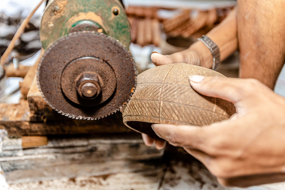 Engraving coconut shells