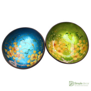 Customize Hand Painting Flower Lacquer Coconut Bowls Supplier