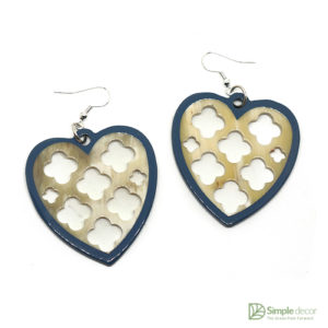 Buffalo Horn Blue Heart Earrings Wholesale Manufacture in Vietnam