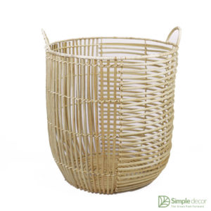 White rattan storage baskets