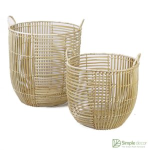 White rattan storage baskets