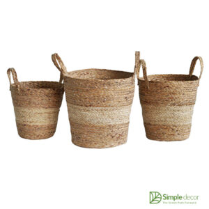 Wholesale water hyacinth seagrass storage baskets with handle