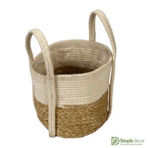 Wholesale Water Hyacinth Cotton Storage Baskets with handle Manufacturer in Vietnam