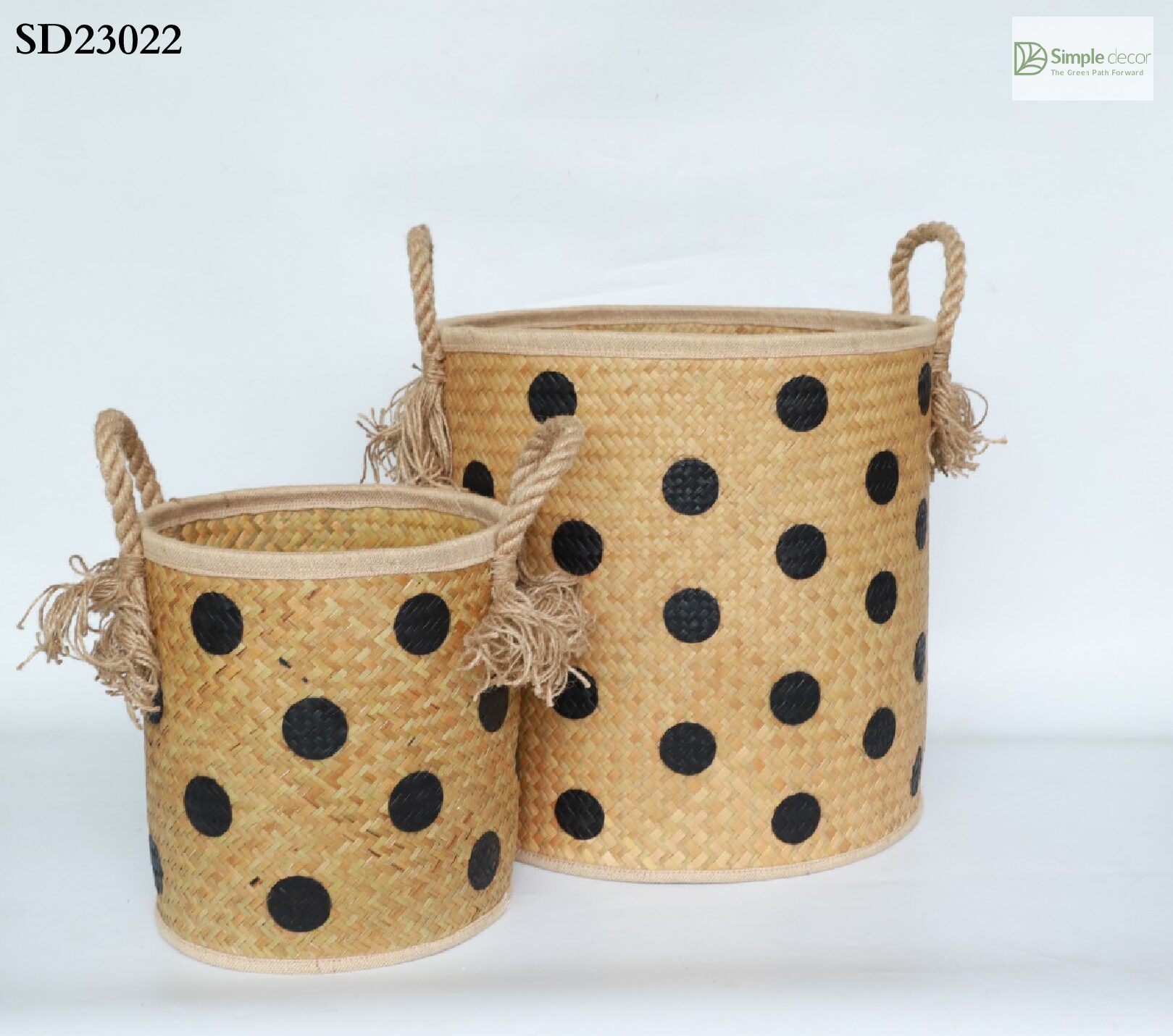 Sea grass basket set with handles