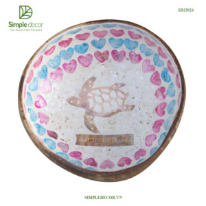 Coconut Bowl With Seashell Inlay