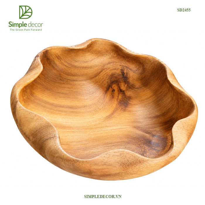 Handcrafted Acacia Wood Bowl from Vietnam