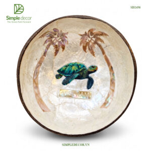 Handcrafted Coconut Shell Bowl with Mother of Pearl Inlay from Vietnam