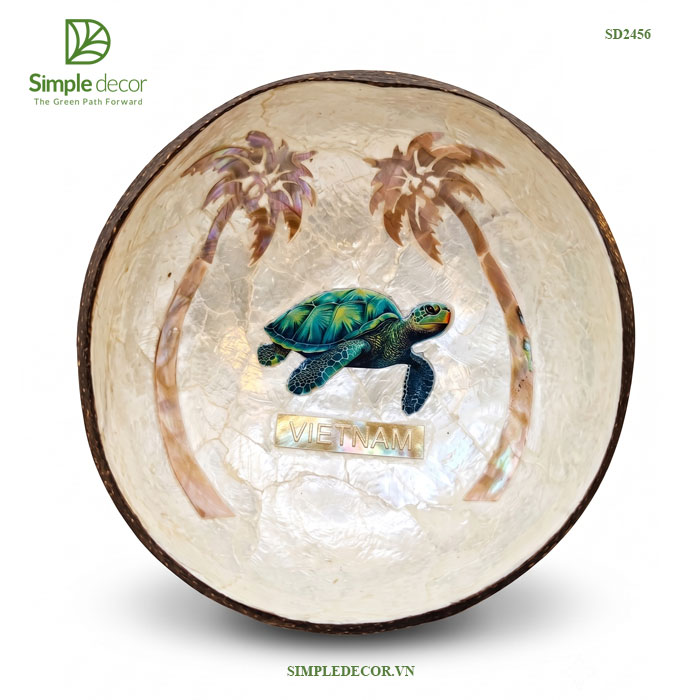 Handcrafted Coconut Shell Bowl with Mother of Pearl Inlay from Vietnam